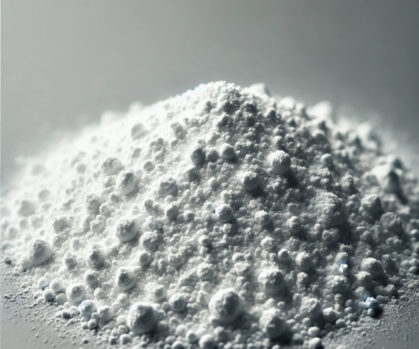 DALL·E 2024-09-16 12.11.04 - A detailed close-up of titanium dioxide powder, showing its fine, white, crystalline structure. The particles appear very small, almost like tiny grai 1